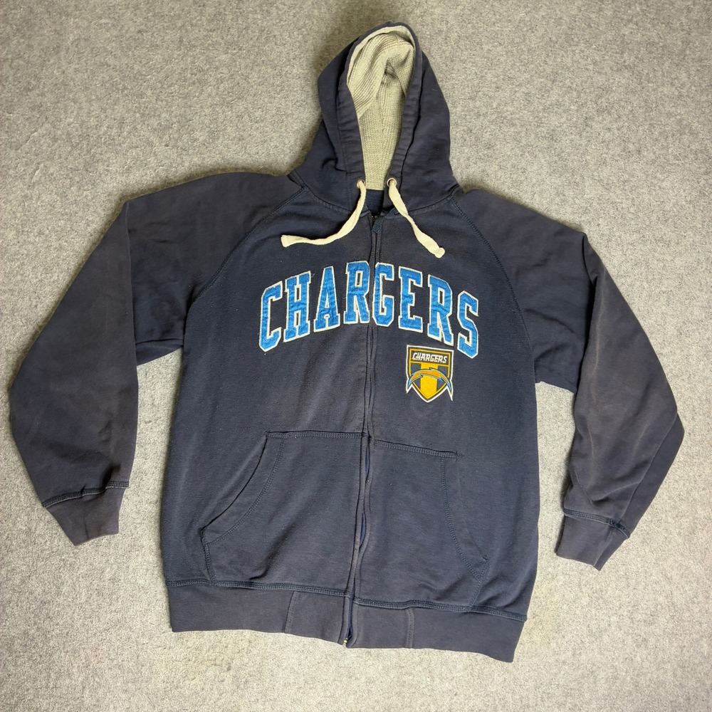 NFL Los Angeles SD Chargers Mens Large Zip Up Hoodie Navy Blue Sweatshirt